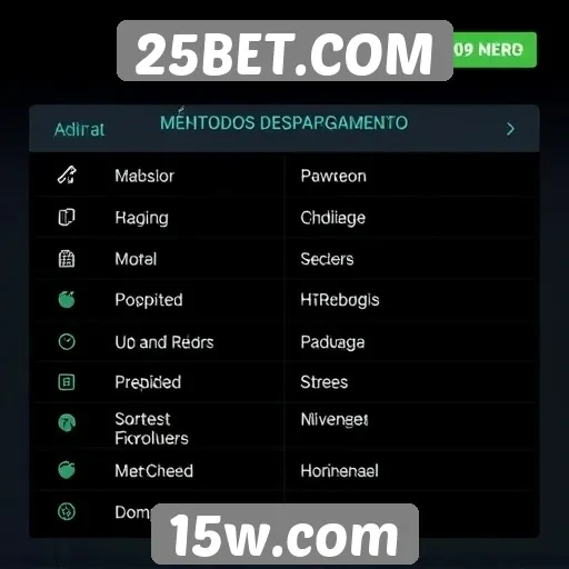 Métodos de pagamento disponíveis no 25BET.COM